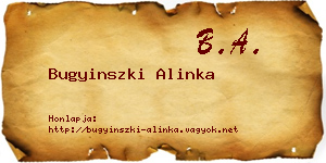 Bugyinszki Alinka névjegykártya